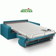 Canapé convertible express Crépuscule - Matelas 140 cm Comfort Bultex® - Tissu tweed turquoise hydrofuge - Fabrication italienne_2