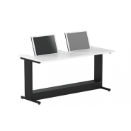 Table informatique ergonomique et sécurisée avec écran semi-encastré - DATA - Fabrication française, piètement réglable et choix de finitions_2