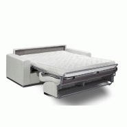 Canapé convertible 2-3 places ALLURE - Matelas mémoire 20 cm - Sommier à lattes 120 cm - Cuir vachette blanc cassé_2