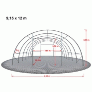 Tunnel de stockage fermé - structure en acier galvanisé - couverture en PVC 720 g/m² - dimensions 12 x 9,15 x 4,5 m - avec porte et fenêtre_2