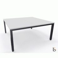 Bureau 2 personnes Tempo avec passe-câbles  - Mobel Linea - 160, Anthracite, Blanc_3