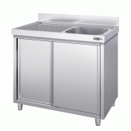Plonge inox 1 bac et égouttoir sur placard - P 700 mm - 1000 mm bac à droite_2