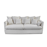 CARTAGENE - Canapé fixe 2 places en lin blanc déhoussable - 178 cm de long_2