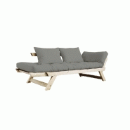 Banquette méridienne futon BEBOP - Pin naturel - Coloris gray - Couchage 75x200 cm - Convertible et design moderne_2