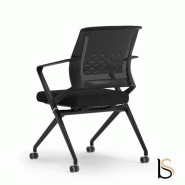 Chaise visiteurs avec assise pliante Plys - Mobel Linea - Noir, 4 sièges_2