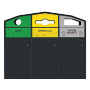 Point de tri 3 flux - acier traité anti-UV et anticorrosion - 3 bacs roulants 120L inclus_2