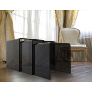 Tables basses gigognes LENA - verre courbé transparent - résistantes aux rayures - épaisseur 10 mm_2