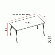 Bureau individuel X3 avec pieds bois - Officity - 160, Blanc, Blanc_2
