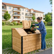 Composteur collectif à trappe - 50 kg - 500 L, 700 L, 1000 L, 1500 L - Résineux raboté, Douglas raboté_2