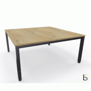 Bureau 2 personnes Tempo avec passe-câbles  - Mobel Linea - 120, Anthracite, Chêne veiné_3