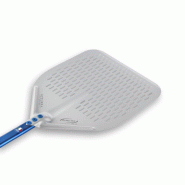 Pelle à pizza rectangulaire perforée aluminium 33x33 - Manche 60 cm - Gamme Azzurra | GI.METAL_2