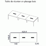 Table de conférence X9 pour 12 personnes - Officity. - Blanc 9010, Noyer américain_2
