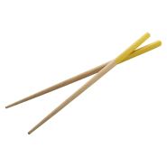Baguettes en bambou - set de 2 avec extrémités peintes - couleur jaune - 16g_2