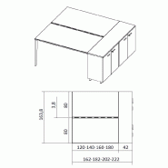 Bureau bench 2 personnes sur armoires X5 - Officity. - Blanc, Noyer canaletto_2