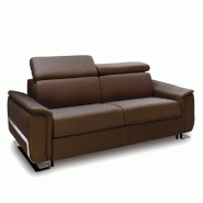 Canapé convertible express Réaumur 140cm - Matelas 16cm - Pieds luge - Polyuréthane marron - Fabrication italienne_2