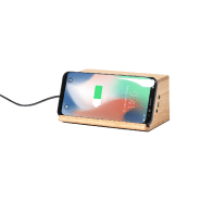 Chargeur enceinte Bluetooth en bambou - induction, chargeur rapide sans fil 10W, support téléphone portable_2