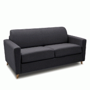 Canapé convertible express VIRGOLA - Matelas 16 cm, sommier à lattes 140 cm - Tissu tweed gris anthracite_2