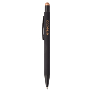 Stylo à bille stylet en aluminium - Finition caoutchoutée - Gravure colorée - Encre bleue_2