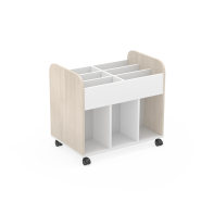 Armoire scolaire Dan - chariot bibliothèque pour livres ou jeux éducatifs, roues et freins_2