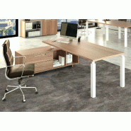 Bureau individuel pieds métalliques sur console So Flora - 225 x 170 cm, Noir mat (RAL 9005), Frêne Noir_2