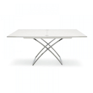 Table basse relevable et extensible MAGIC-J - Laquée blanche - Piétement chromé - Réglable en 7 hauteurs - Plateau 75x150cm_2