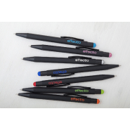 Stylo à bille en aluminium - finition caoutchoutée - stylet fuchsia - encre bleue_2