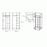 Armoire d'angle dressing KEY - Chêne - 1 porte noir mat - 100 x 100 cm - Style industriel_2