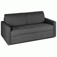 Canapé convertible express Birdy 140cm - Matelas 16cm - Mono assise capitonnée - Tweed gris graphite - Ouverture en quelques secondes_2