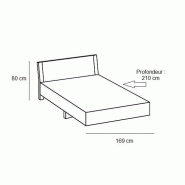 Lit design EVA - Couchage 160x200 cm - Blanc rechampis imitation chêne châtaigne_2