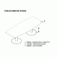 Table de réunion forme tonneau avec base chromée Ogi - MDD. - 240, Noir, Blanc_2