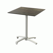 X Cross table de bistrot avec piètement sable + plateau HPL Riverwashed Wood 70x70 cm_2
