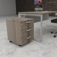 Caisson à roulettes 3 tiroirs uni - MOBEL LINEA - Chêne grisé_2