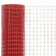Vidaxl grillage acier avec revêtement en pvc 25x0,5 m rouge 143674_2