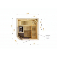 Cabine de sauna arrondie 194x194x199 - Poêle HARVIA VEGA 8KW à commande déportée_2