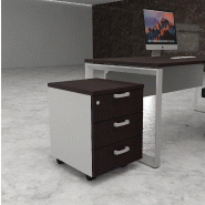 Caisson mobile 3 tiroirs classiques bicolore - MobelLinea - Wengé, Gris aluminium_2