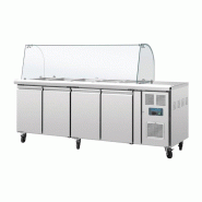 Comptoir de préparation réfrigéré GN avec pare-haleine Série U 4 portes CT395 Polar_2