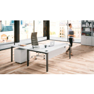 Bureau de direction avec retour - Astro - design sobre avec pied métal Arche et plateau surélevé_2