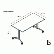 Table abattante polyvalente avec plateau rectangulaire - MDD - 139 x 69,5 cm_2