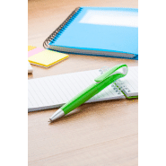 Stylo à bille Trendy - plastique poli vert citron - embout argenté - encre bleue_2