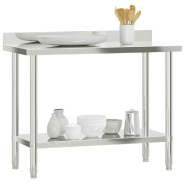 Vidaxl table de travail de cuisine avec dosseret 110x55x93 cm inox 376466_2