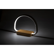 Lampe de bureau multifonctions en bambou - 25 LED - Luminosité réglable - Chargeur rapide sans fil 10W et port USB_2