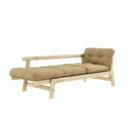 Banquette convertible futon STEP en pin massif - Coloris beige blé - Couchage 70x200 cm_2