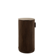 Buffet bas RAYI 2 portes en bois de manguier brun foncé - Design ovale et finition striée_2