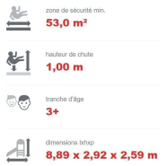 Jeu multi tours avec balançoire double en acier inoxydable - Référence BT11504 - Structure conforme EN1176_2