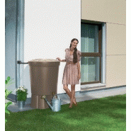 Récupérateur d'eau aérien GARANTIA - Cylindrique taupe - 300L avec couvercle et robinet PE_2