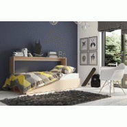 Armoire lit escamotable VERTIGO taupe mat - couchage quotidien 90 x 200 cm avec ouverture assistée_2