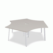 Bureau bench 3 personnes Ogi A - MDD. - Blanc 9010, Acacia clair_2
