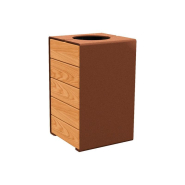 Corbeille KUB acier et bois - Design moderne pour espaces extérieurs - 2 dimensions disponibles_2