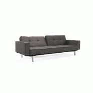 Innovation Living - Canapé Splitback pieds chromés avec accoudoirs - Convertible lit 115x210 cm - Tissu Flashtex Dark Grey_2