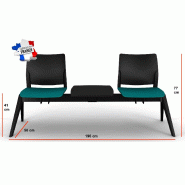 Poutre d'accueil mixte Adela - Sokoa - Gris clair, 2 places + 1 tablette_2